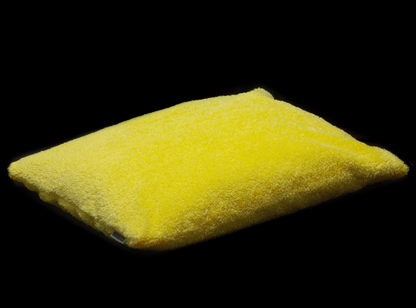 Izzydogg design dog bed cushion in canary yellow recycled fluffy faux fur with removable cover and high quality memory foam.